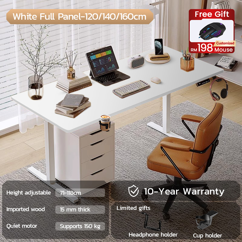 Xpanse Minimalist White Wood Electric Office Table